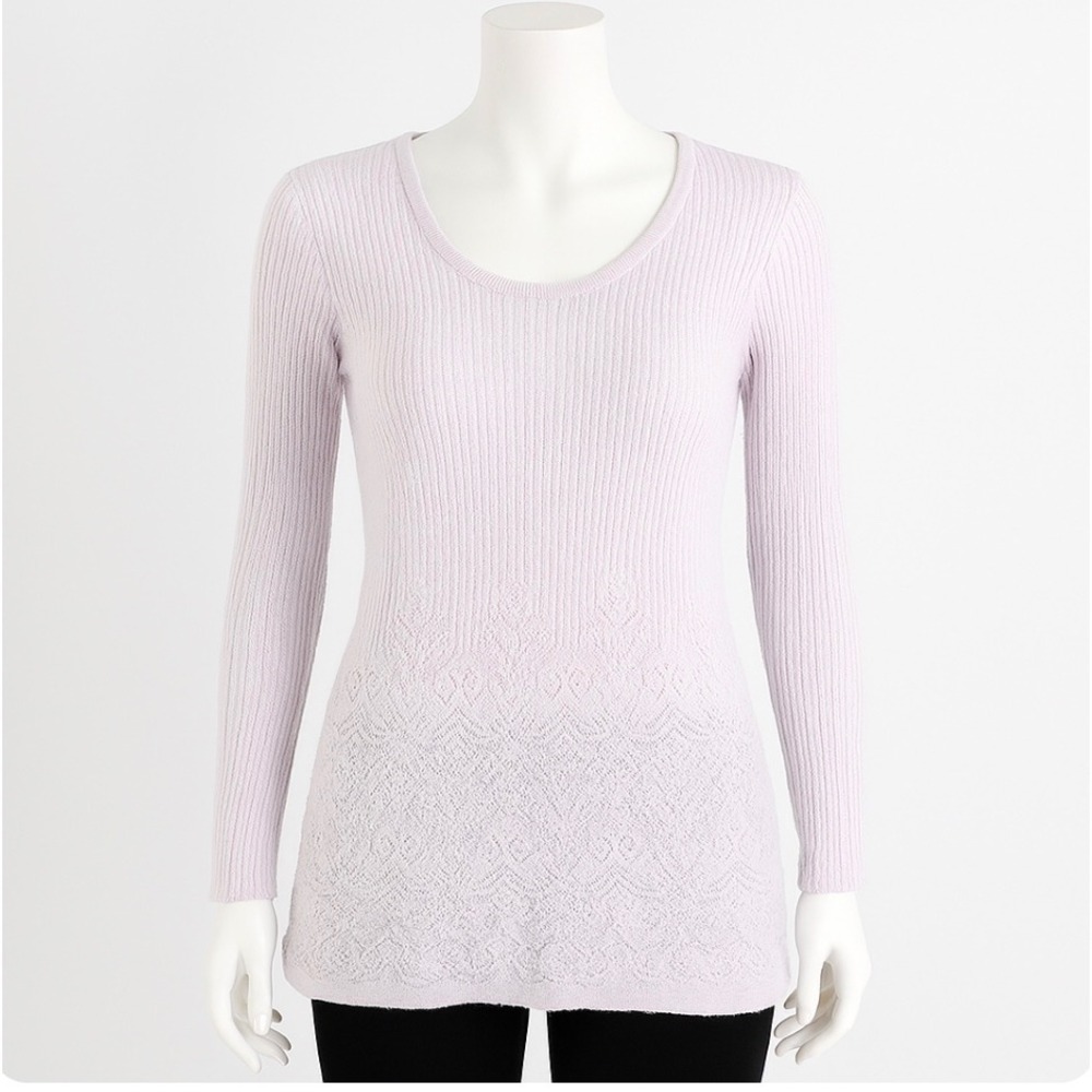 Soft Surroundings Knit Sweater Womens M Lilac Scoop Neck Long Sleeve Textured